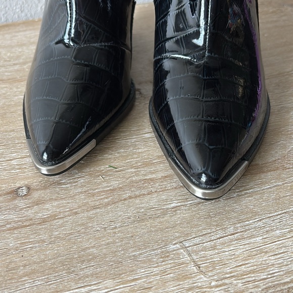 Vince Camuto New York Black Patent Leather Ankle Booties - Picture 4 of 16